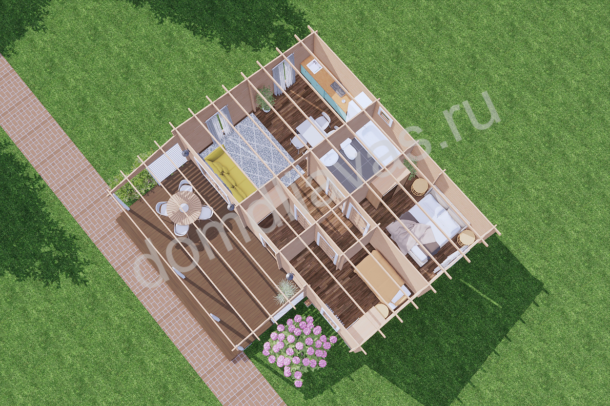 Дачный дом 8,7х9,0 Уютный коттедж