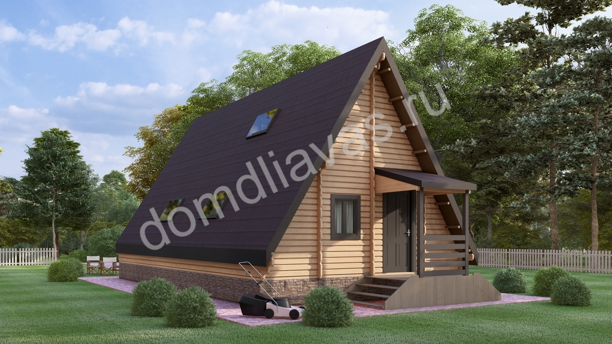 Двухэтажный дачный дом А-Фрейм 6,0х9,6 Семейное шале