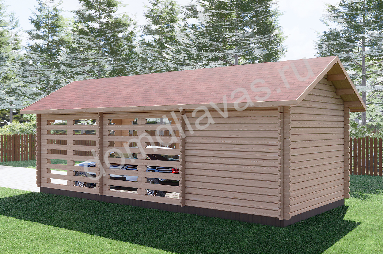 Навес для автомобиля с мастерской 3,5х8,0 Автохит