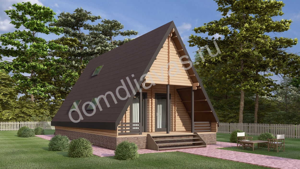Двухэтажный дачный дом А-Фрейм 6,0х9,6 Семейное шале