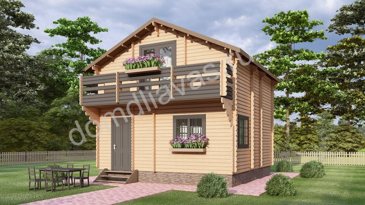 Двухэтажный дачный  дом 6,0х6,0 Журавль - Стеновой комплект