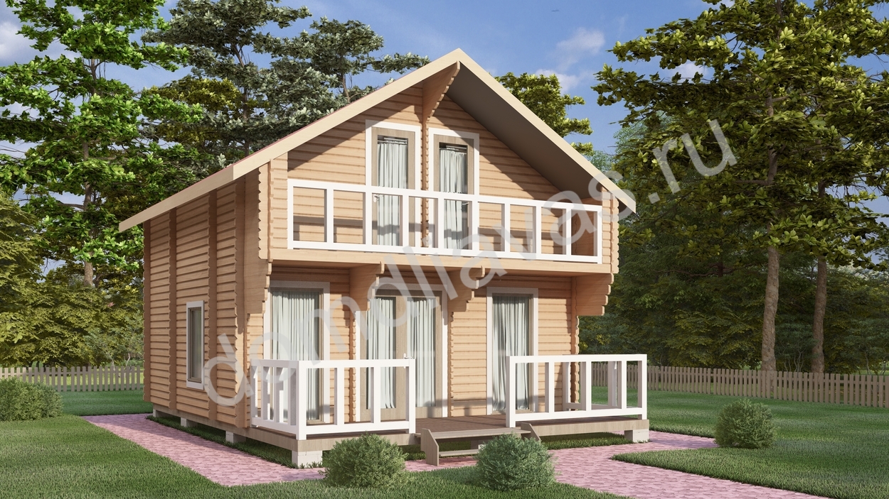 Двухэтажный дачный  дом 6,0х8,0 Жаворонок - Стеновой комплект