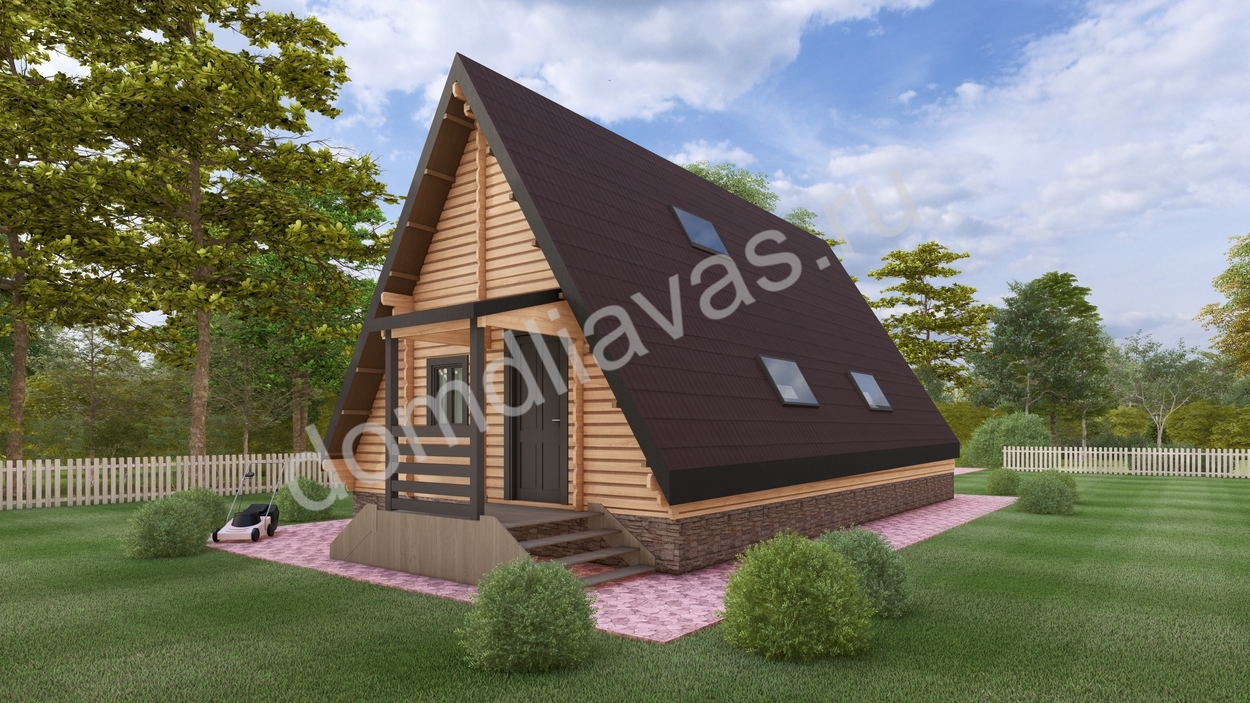 Двухэтажный дачный дом А-Фрейм 6,0х9,6 Семейное шале