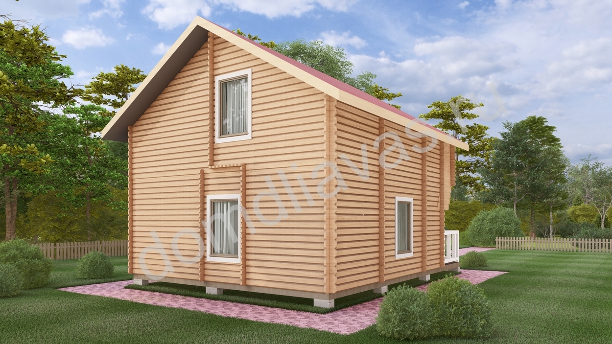 Двухэтажный дачный  дом 6,0х8,0 Жаворонок - Стеновой комплект