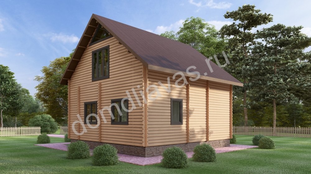 Двухэтажный дачный дом 7,0х7,0 Солнецедар