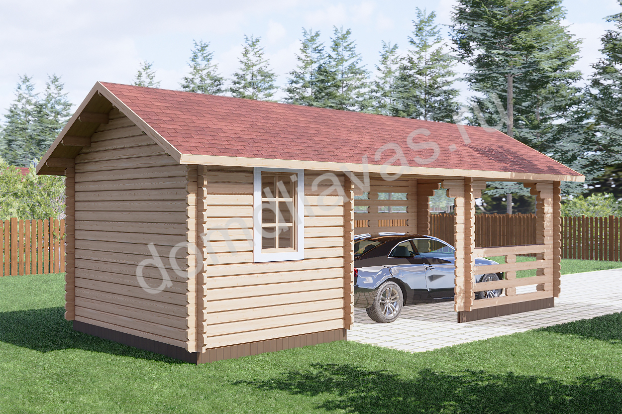 Навес для автомобиля с мастерской 3,5х8,0 Автохит