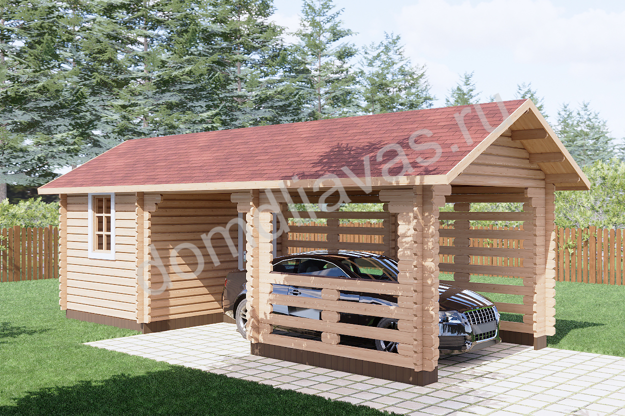 Навес для автомобиля с мастерской 3,5х8,0 Автохит