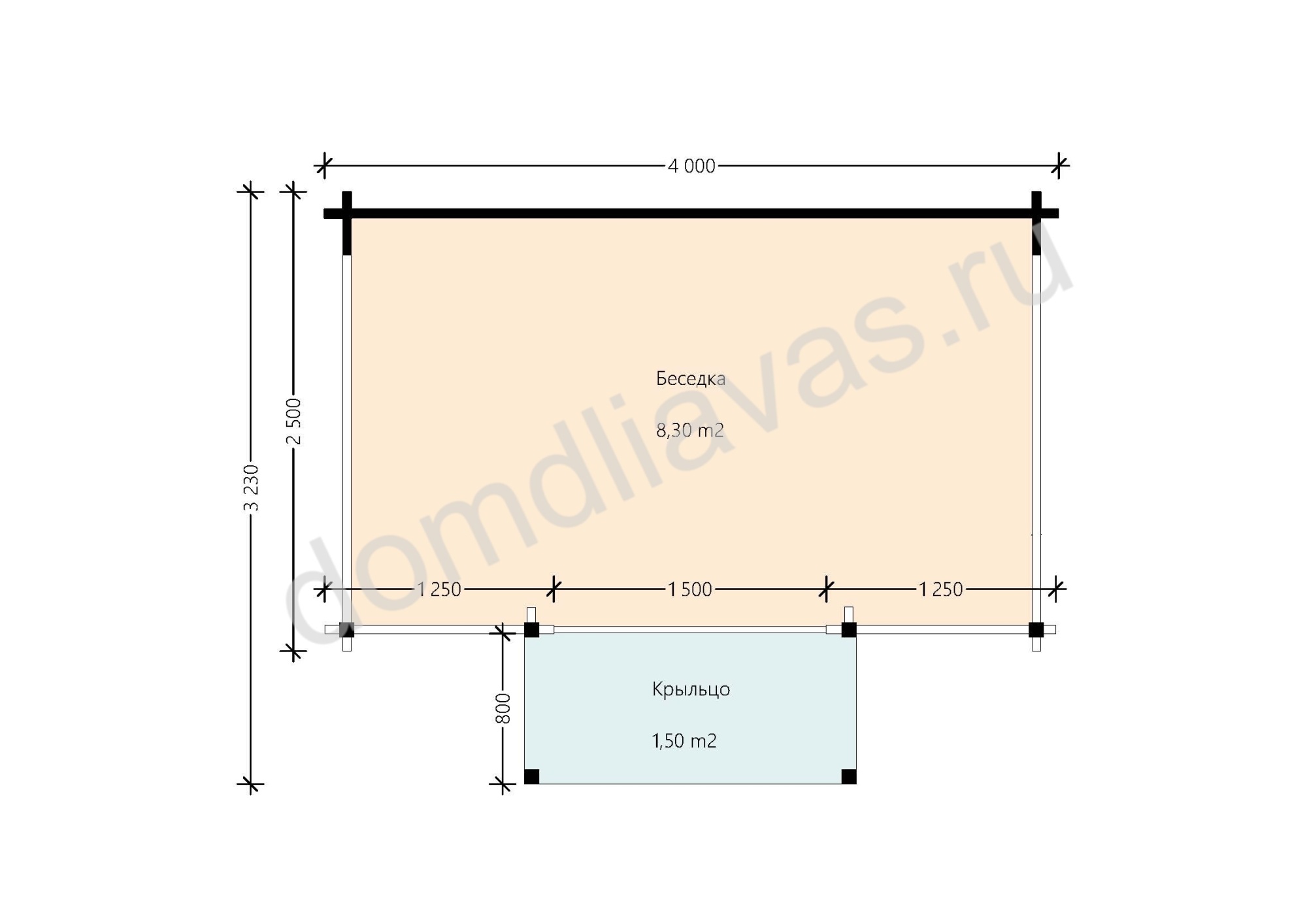 Дачная беседка 4,0х2,5 Павильон