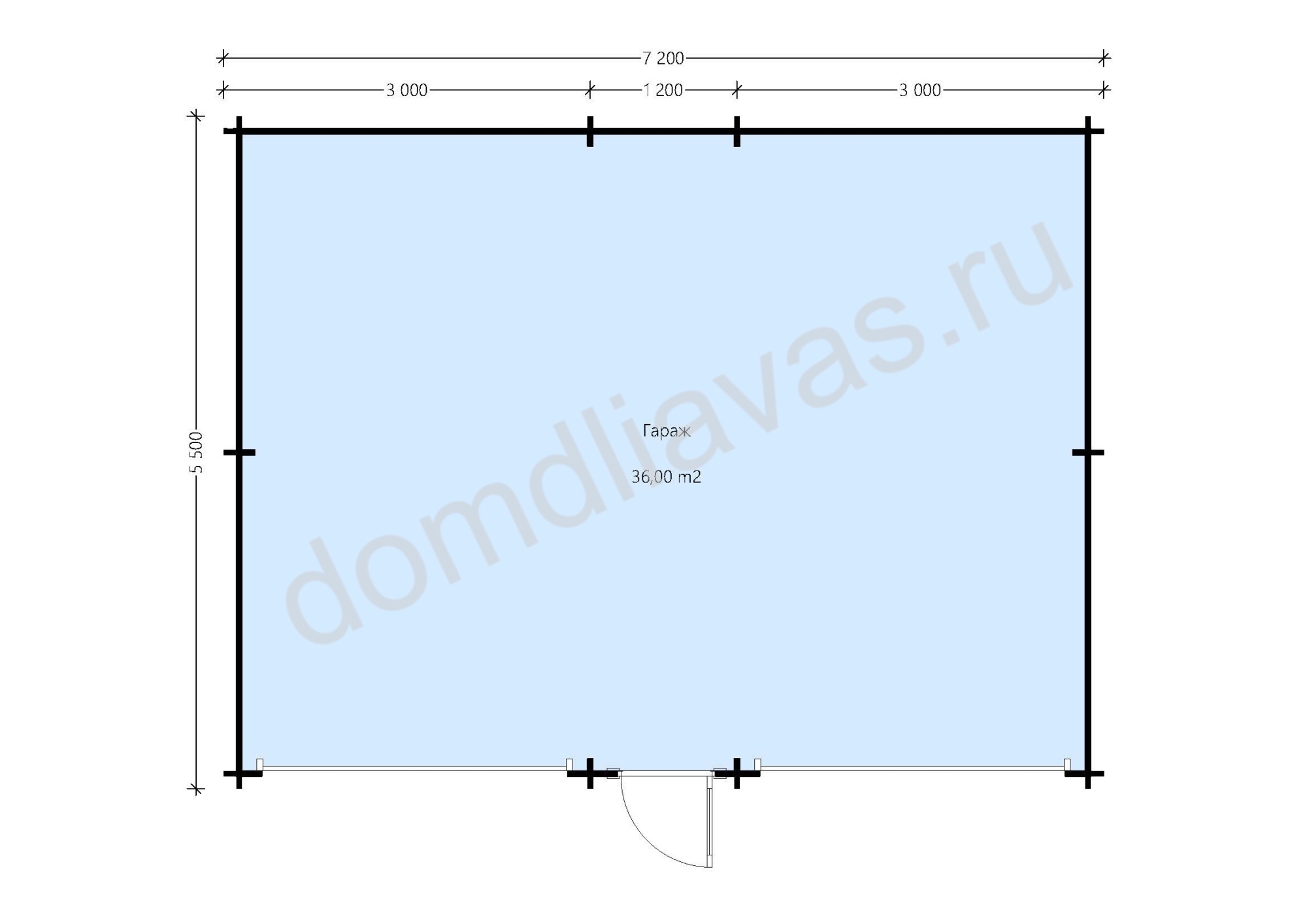 Гараж для двух машин 5,5х7,2 Машиноград