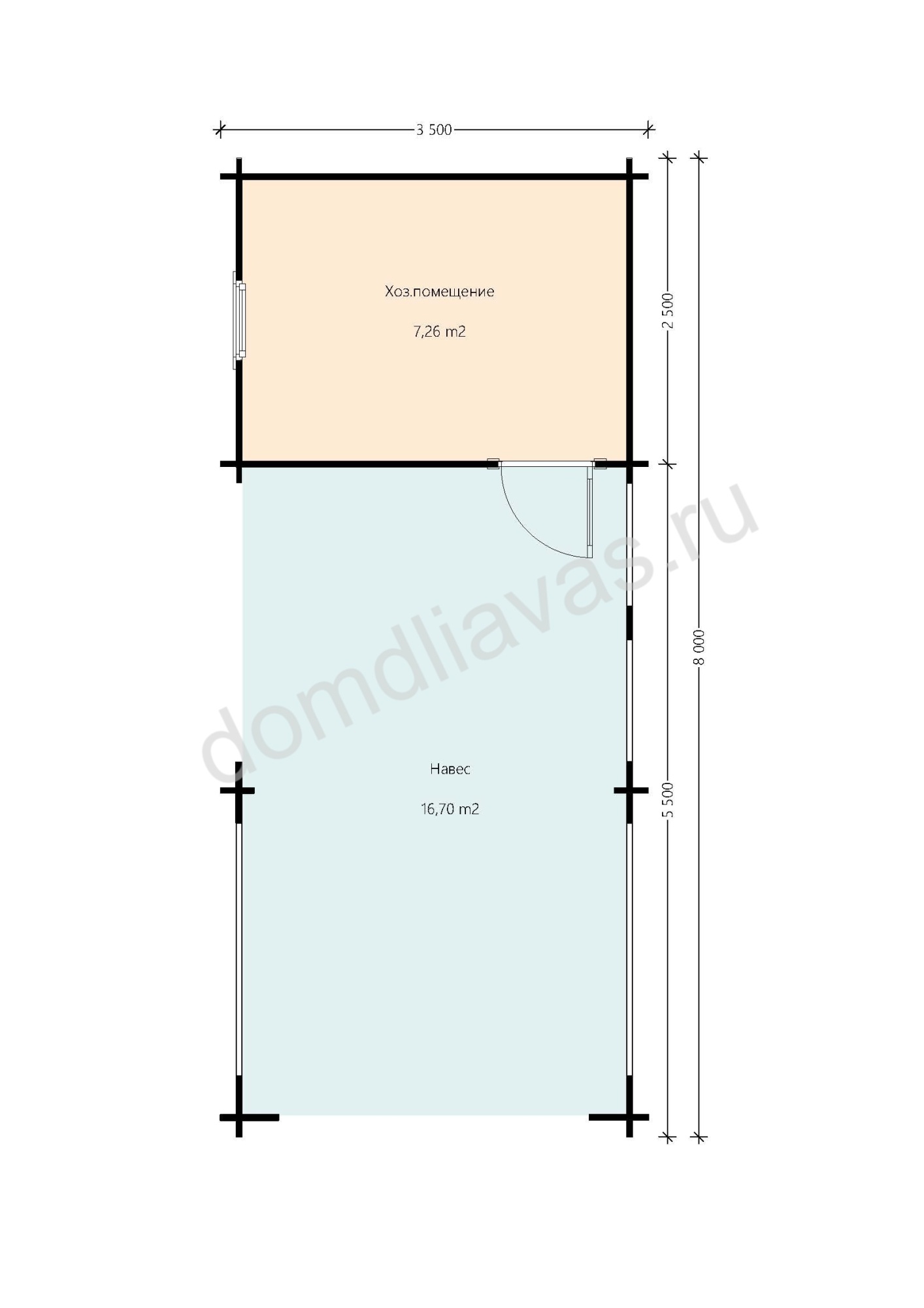 Навес для автомобиля с мастерской 3,5х8,0 Автохит