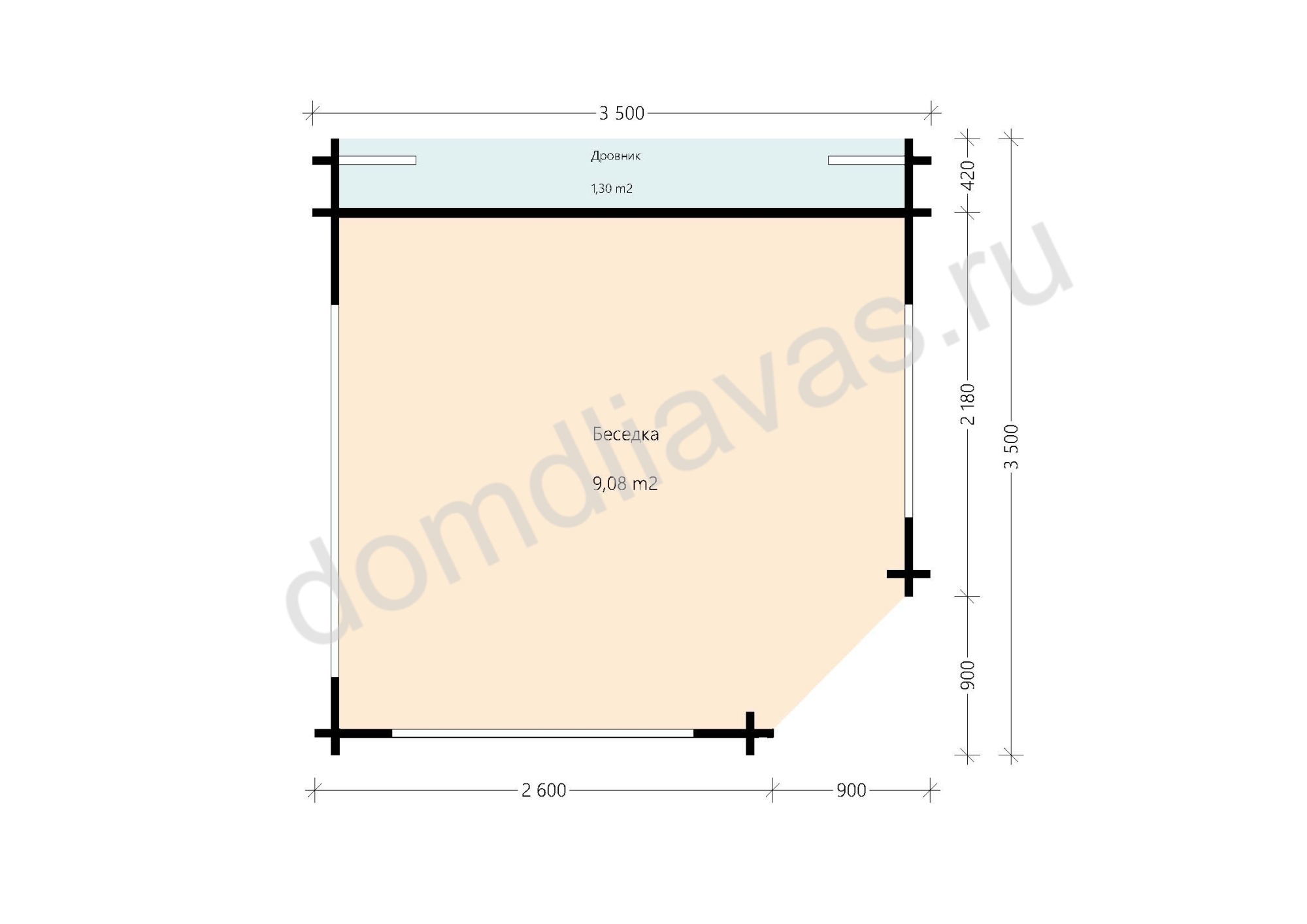 Дачная беседка 3,5х3,5 Арома