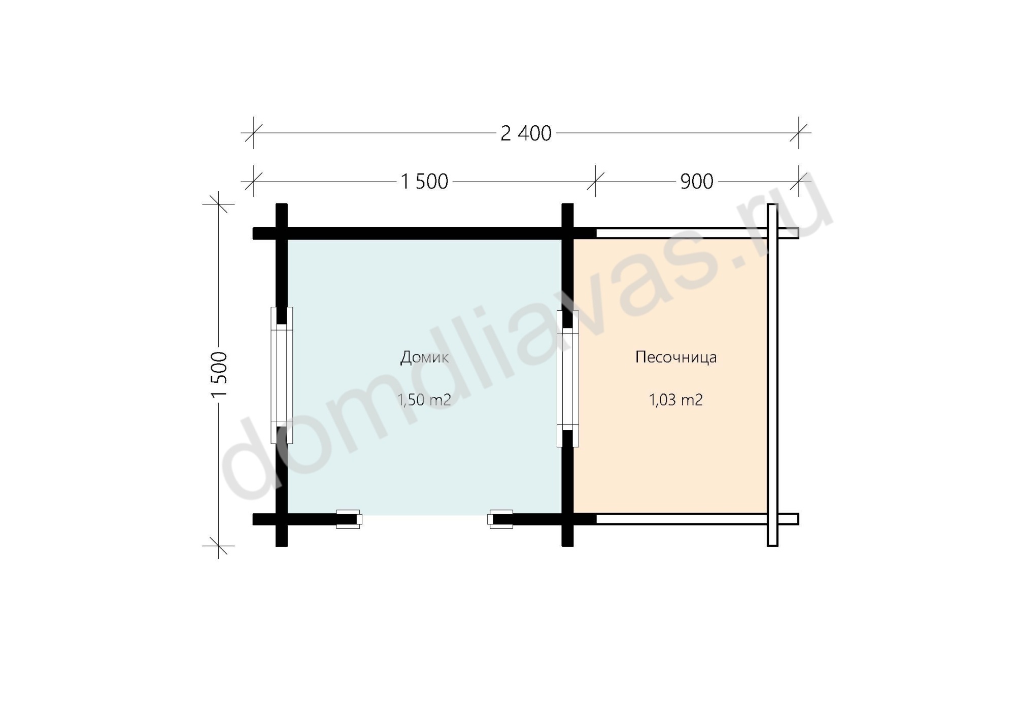 Детский домик 1,5х2,4 Капитошка