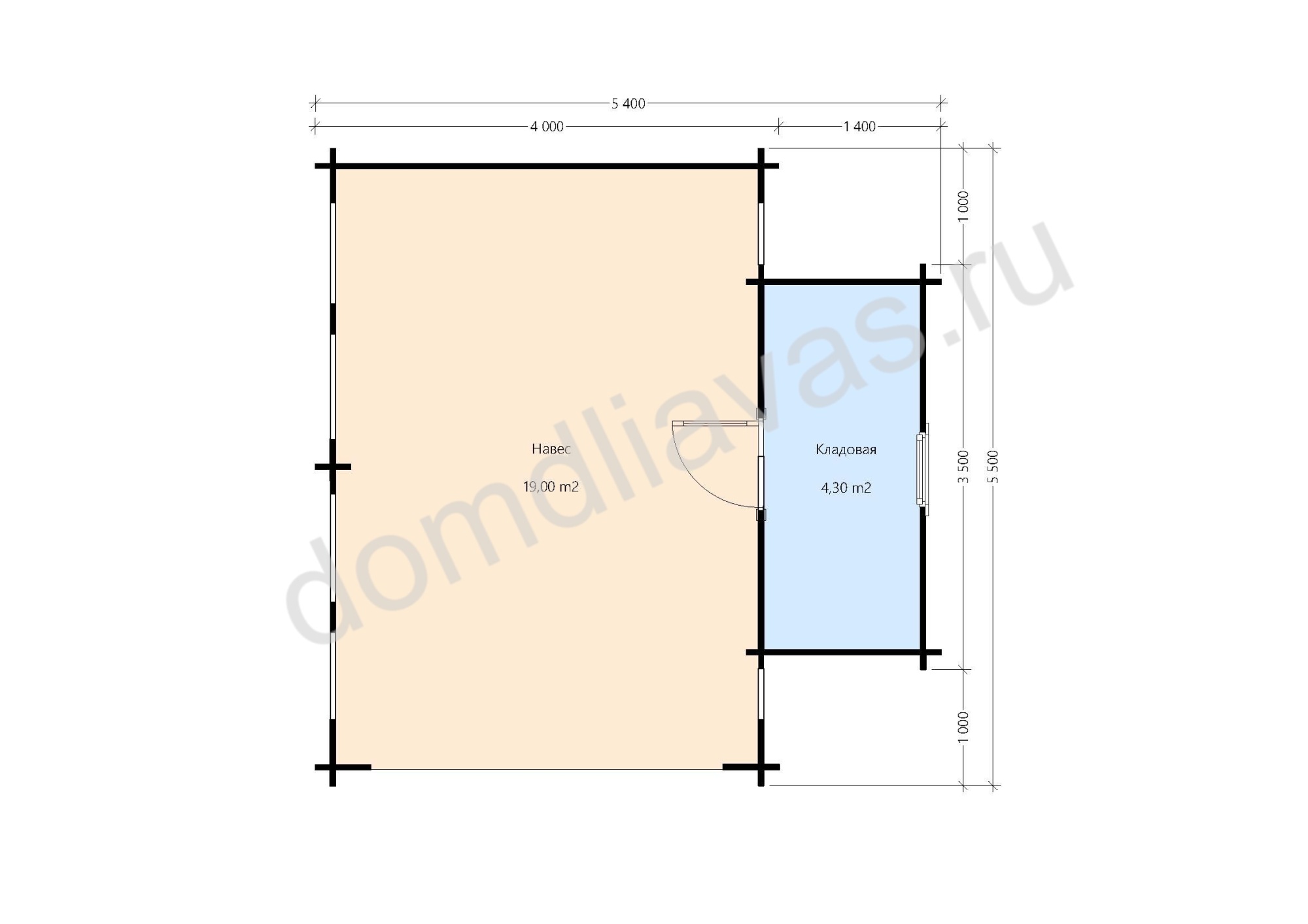 Навес с кладовкой 5,5х5,4 Автодом