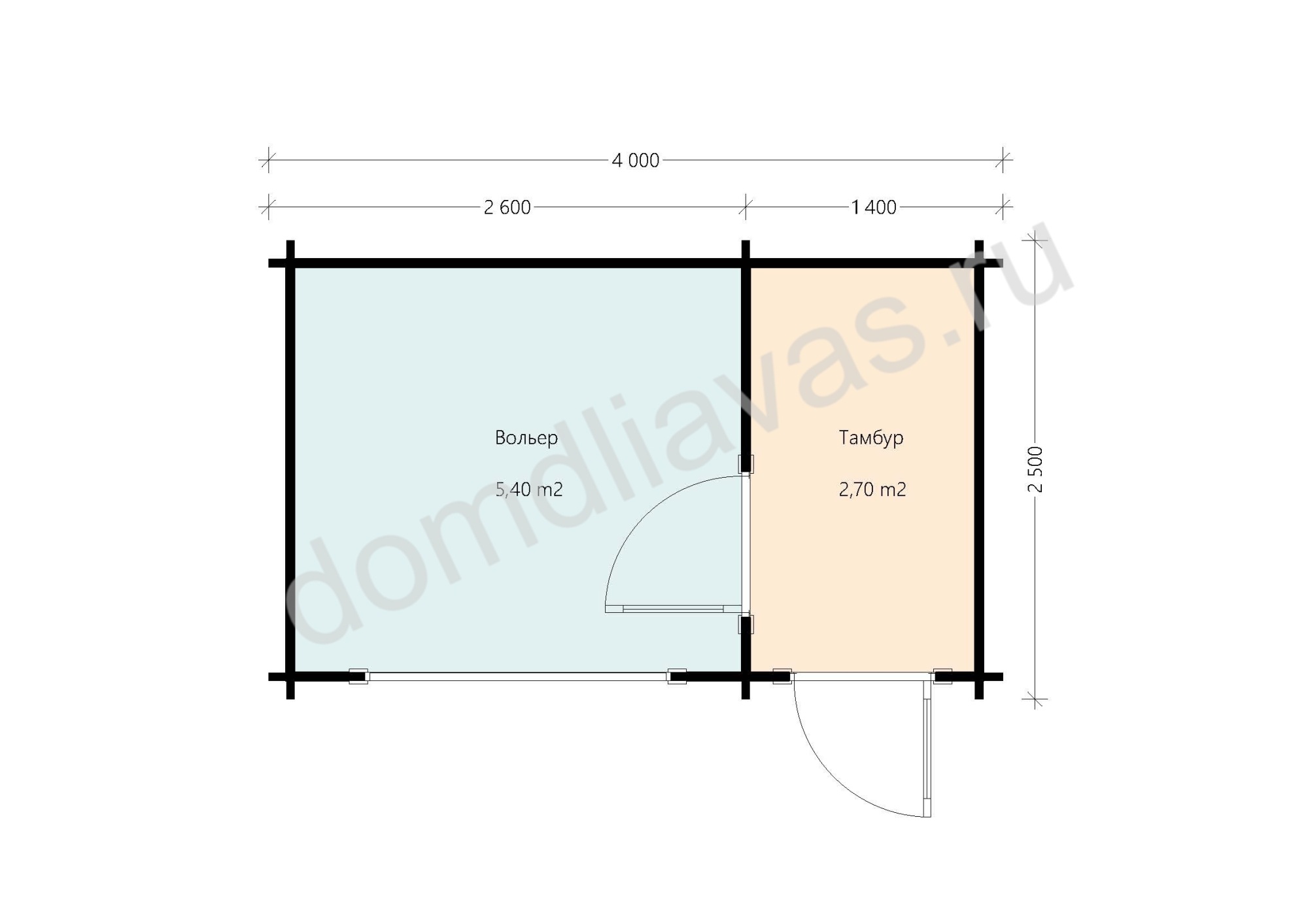 Вольер для собак 4,0х2,5 Квартира хвостика